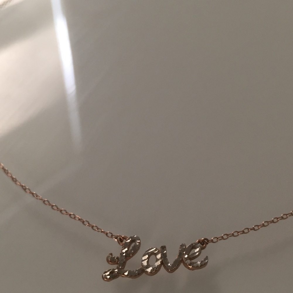Rose Gold on Sterling Silver Love Necklace